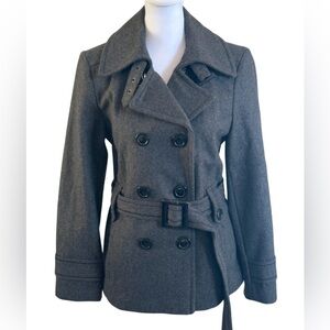 Giacca Gallery Women’s Gray Wool Blend Belted Peacoat Jacket